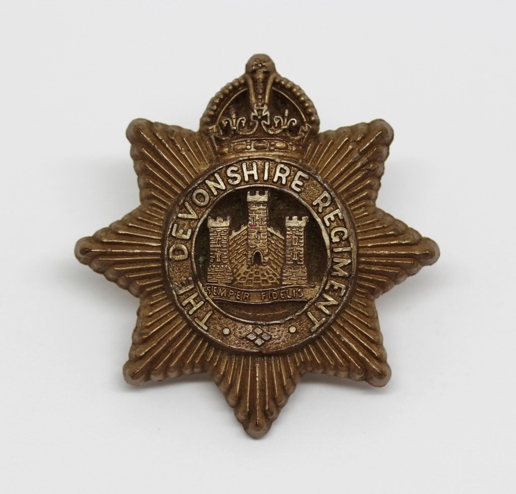 Devonshire Regiment WW2 Plastic Economy Cap Badge