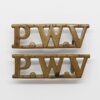 Pair of Prince of Wales's Volunteers South Lancashire Regiment (P.W.V.) Shoulder Titles