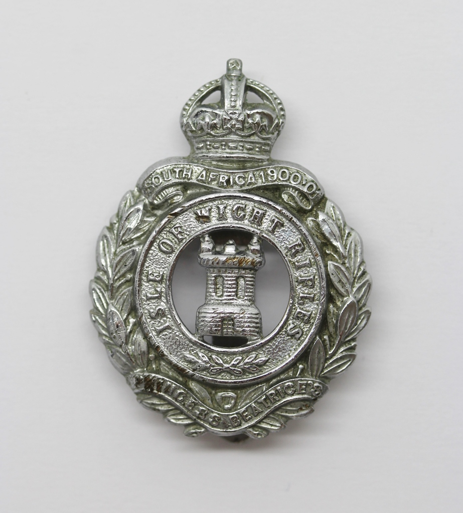 Isle of Wight Rifles Chrome Cap Badge - King's Crown