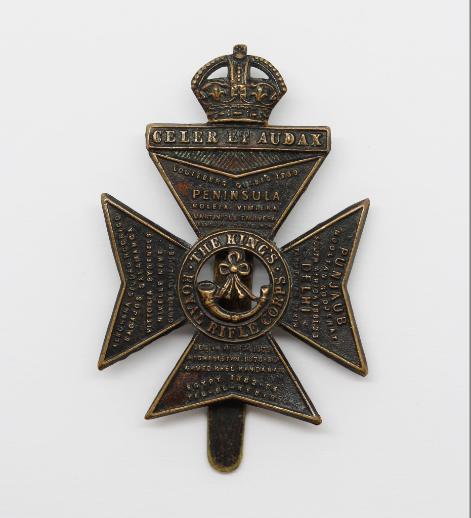 Scarce King's Royal Rifle Corps (K.R.R.C.) Cap Badge (c.1904-05)