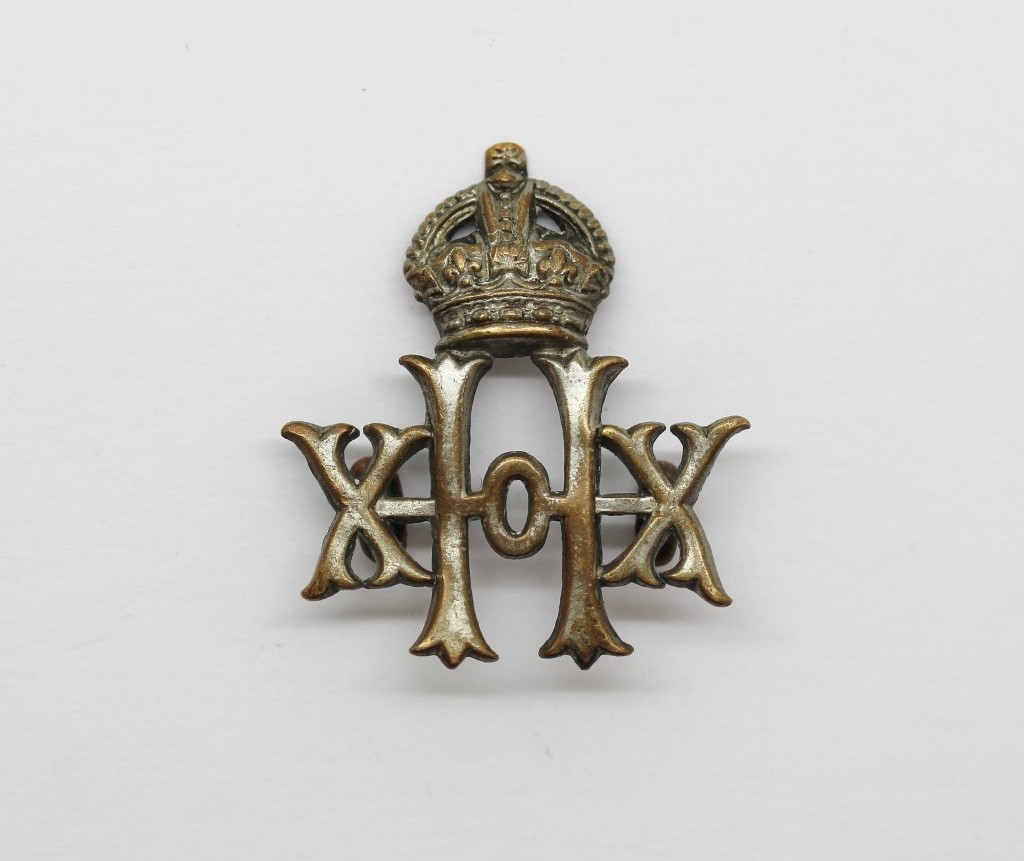 20th Hussars Collar Badge - King's Crown
