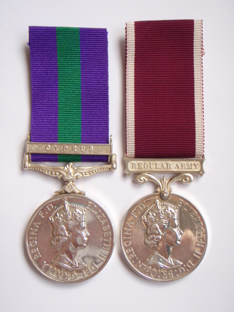 General Service Medal (Clasp - Cyprus) and Long Service & Good Conduct Medal - Cpl. C. Aitken, Royal Army Pay Corps