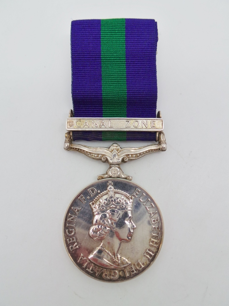 General Service Medal (Clasp - Canal Zone) - Bdr. A.W. Lacey, Royal Artillery