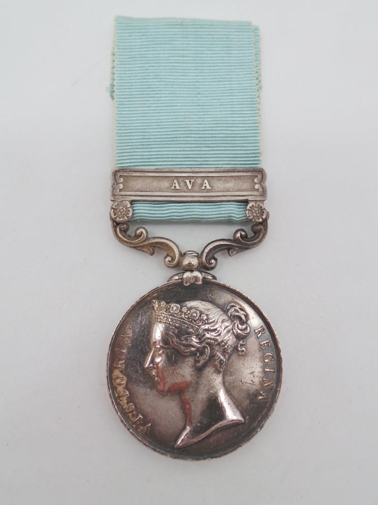 Army of India Medal (Clasp - Ava) - T. Garvin, 44th Foot (East Essex)