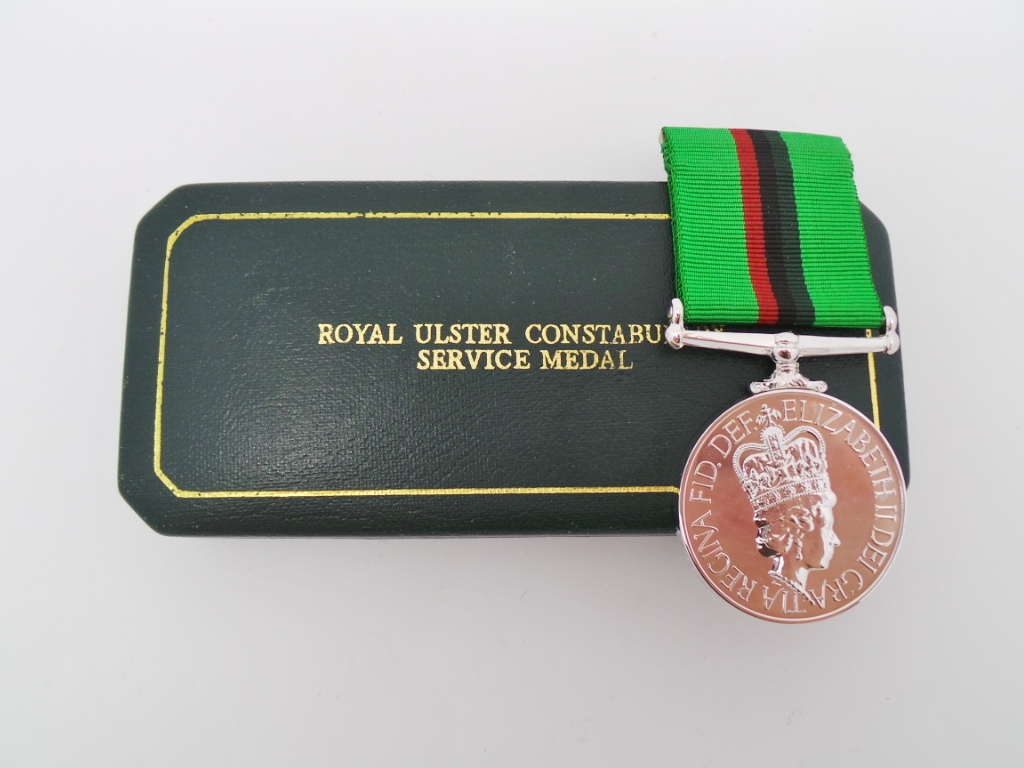 Royal Ulster Constabulary Service Medal in Box of Issue - R/Const. K.G. Hancock