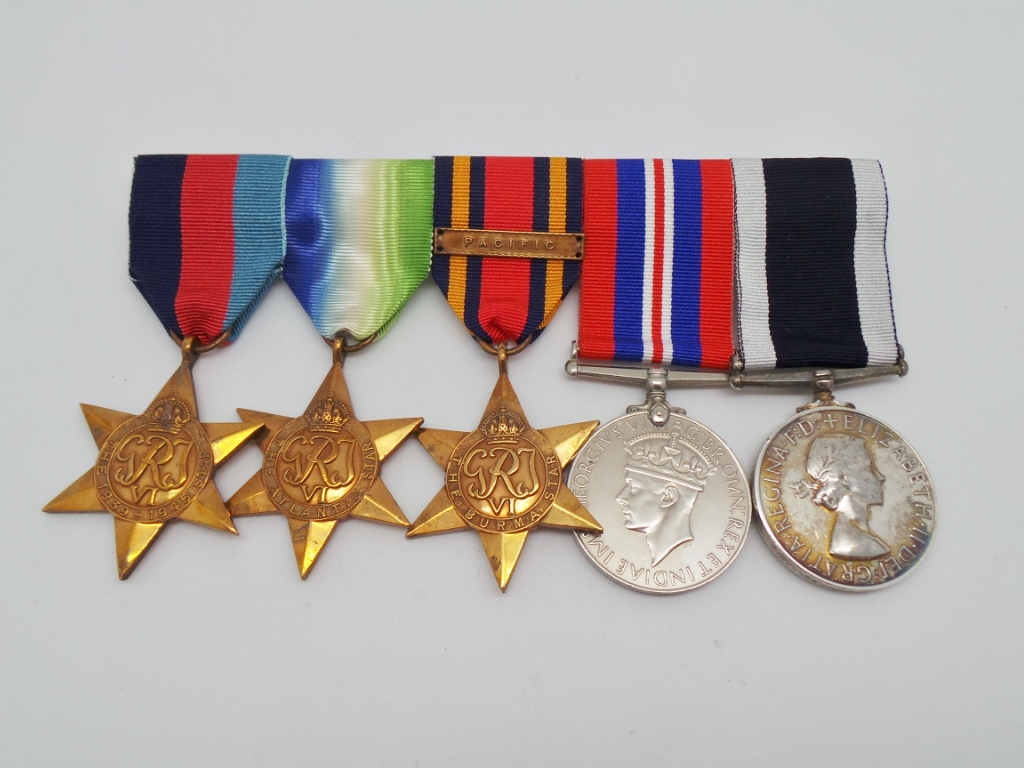WW2 Atlantic, Burma & Pacific and ERII Royal Navy Long Service & Good Conduct Medal Group - Leading Patrolman F. Gunner, H.M.S. Ariel, Royal Navy