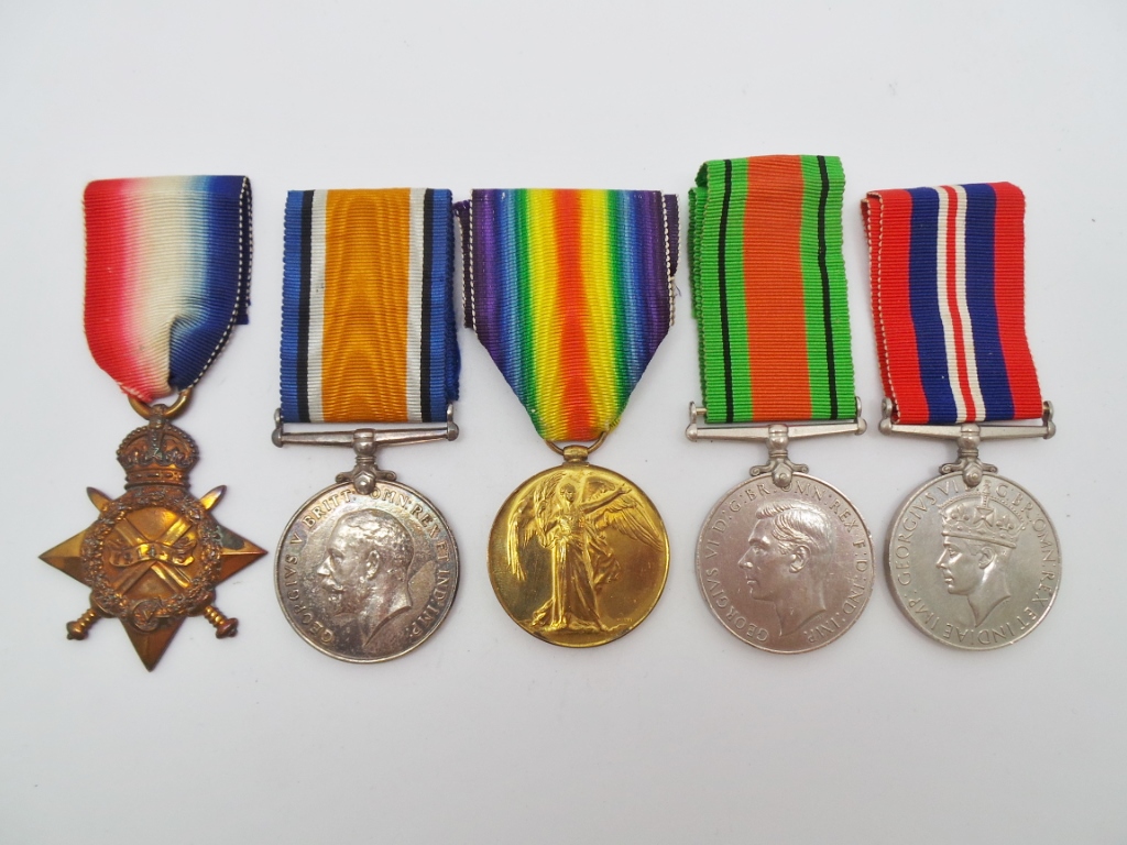 WW1 1914-15 Star Medal Trio, WW2 Defence Medal & 1939-45 War Medal - Pte. A. Gordon, 5th Bn. Lancashire Fusiliers