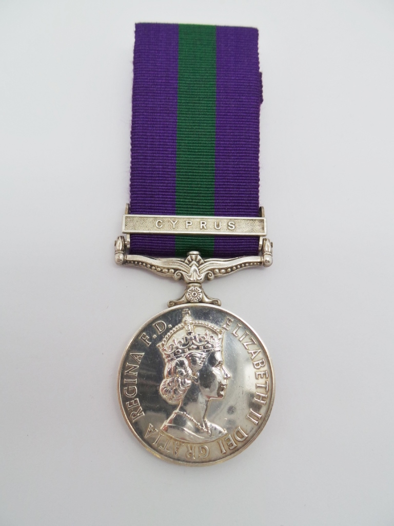 General Service Medal (Clasp - Cyprus) - Gnr. C.F. West, Royal Artillery