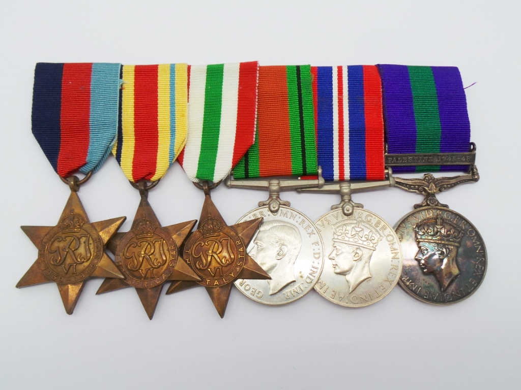 WW2 and General Service Medal (Clasp - Palestine 1945-48) Group of Six - Gnr. F. Wyatt, Royal Artillery