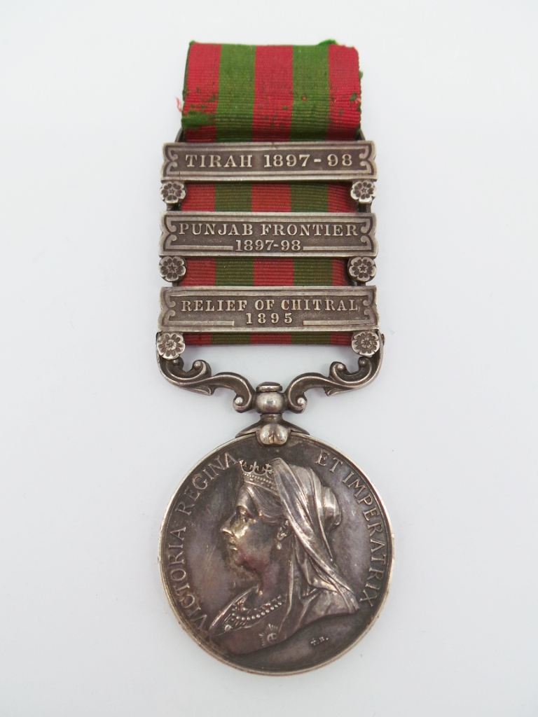 1895 India General Service Medal (Clasps - Relief of Chitral 1895, Punjab Frontier 1897-98, Tirah 1897-98) - Pte. B. Smith, 2nd Bn. King's Own Scottish Borderers