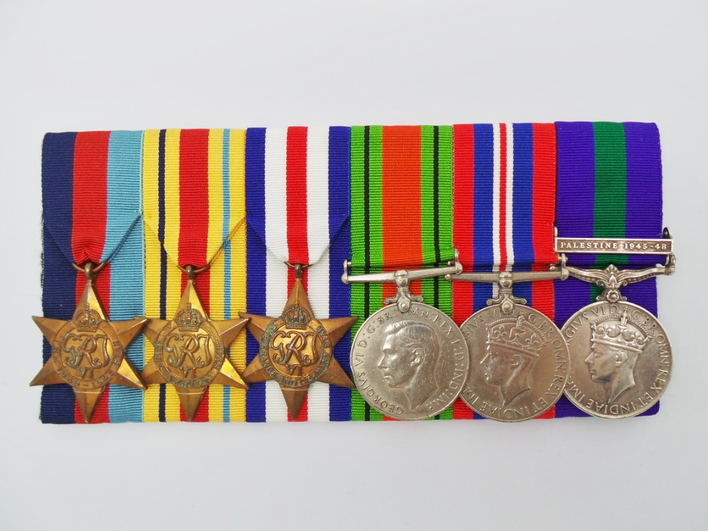 WW2 and General Service Medal (Clasp - Palestine 1945-48) Group of Six - Capt. J. Lloyd, Loyal Regiment