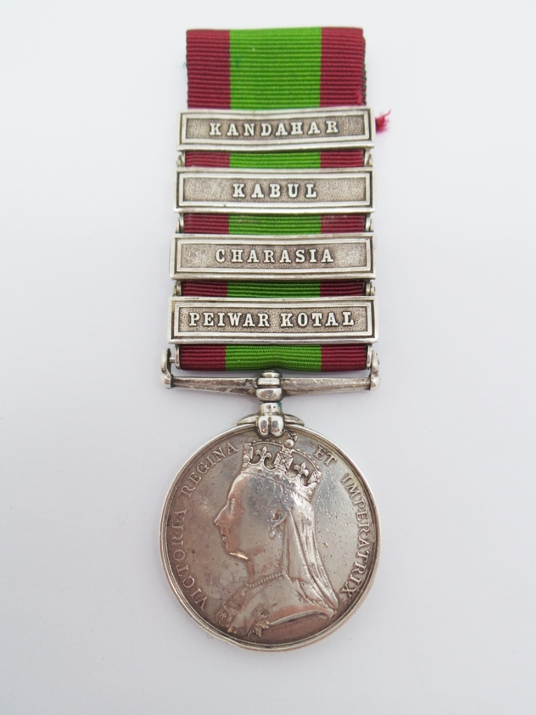Afghanistan 1878-80 Medal (Clasps - Peiwar Kotal, Charasia, Kabul, Kandahar) - Pte. J. Connick, 72nd Highlanders