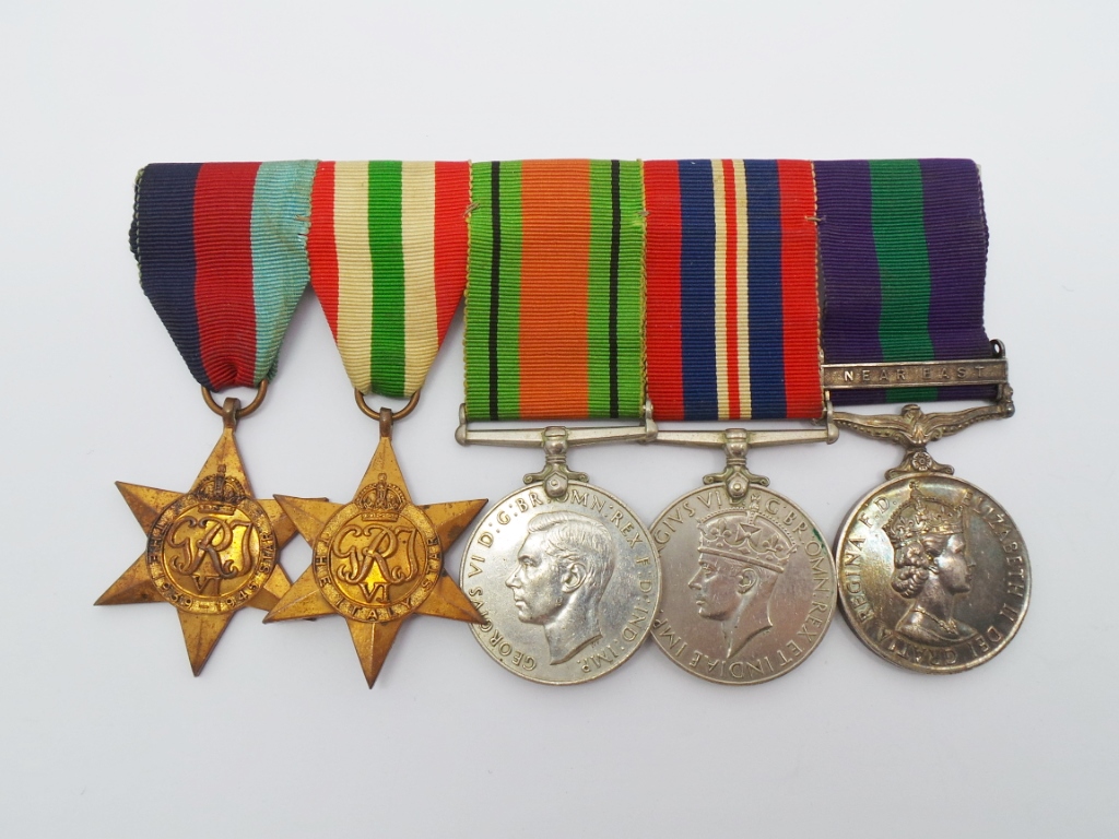 WW2 and General Service Medal (Clasp - Near East) Group of Five - C.Sgt. R.D.B. Liddell, York & Lancaster Regiment