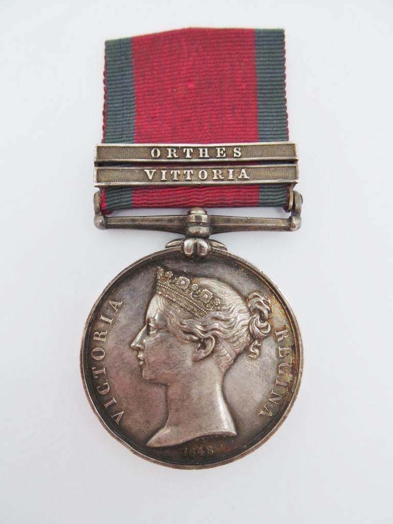 Military General Service Medal 1793-1814 (Clasps - Vittoria, Orthes) - George Harwood, 15th Hussars