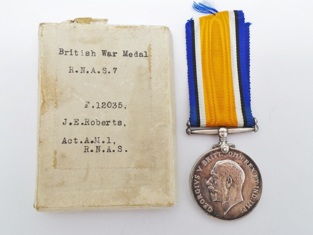 WW1 British War Medal - Act. A.M.1. J.E. Roberts, Royal Naval Air Service