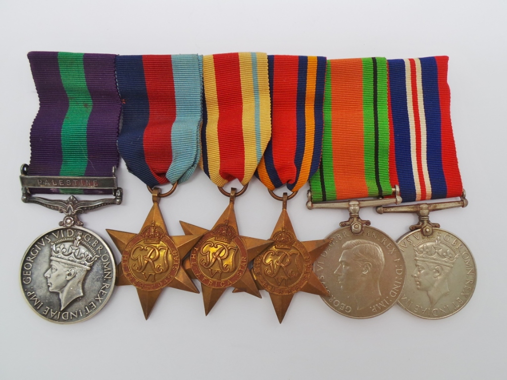 General Service Medal (Clasp - Palestine) & WW2 Medal Group of Six - Capt. (Later Hon. Brigadier) J.D. Welch, South Wales Borderers
