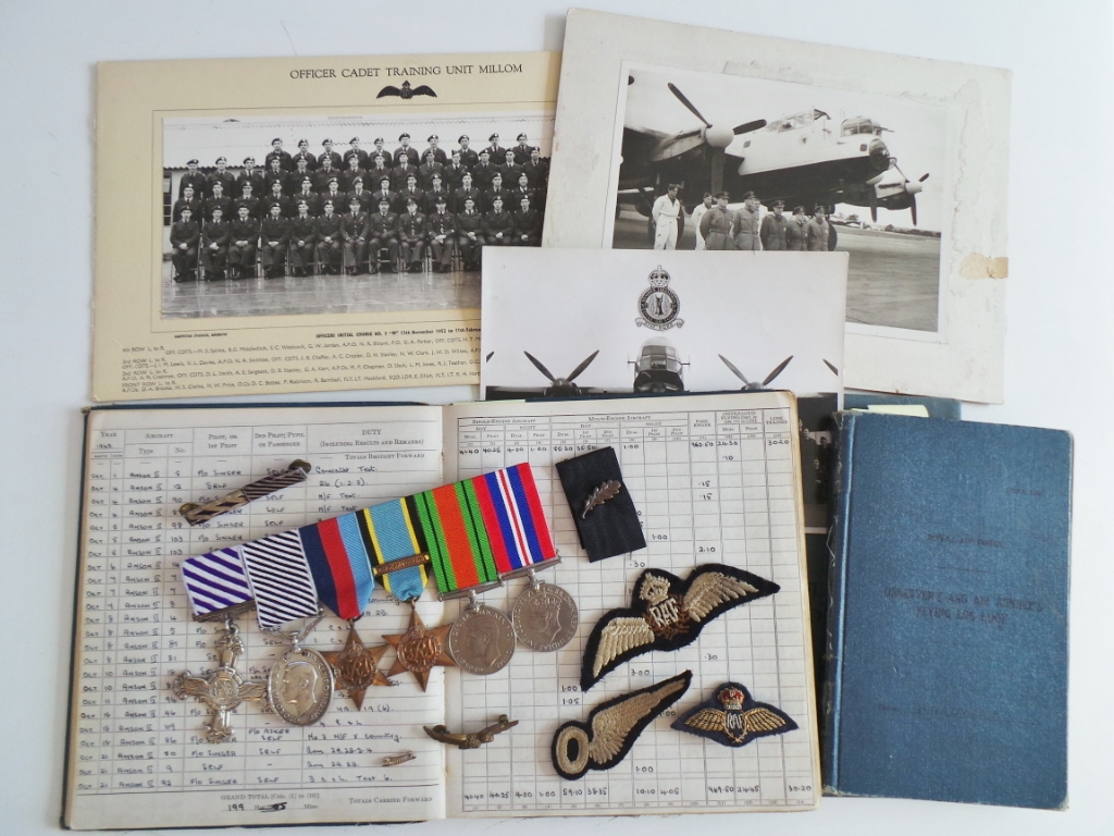 WW2 D.F.C., D.F.M. & King's Commendation for Valuable Services in the Air Medal Group with Caterpillar Badge, Log Books & Photographs - Squadron Leader R.H. Hardy, Royal Air Force