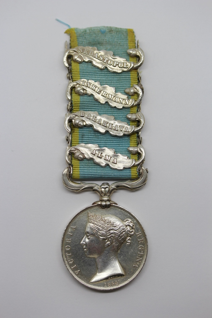 1854 Crimea Medal (Clasps - Alma, Balaklava, Inkermann, Sebastopol) - G. Bailey, Scots Fusilier Guards (Officially Impressed)
