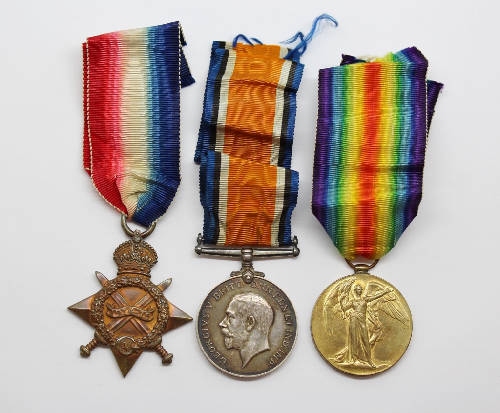 WW1 1914-15 Star Medal Trio - Pte. E.D. Stevens, Lanarkshire Yeomanry