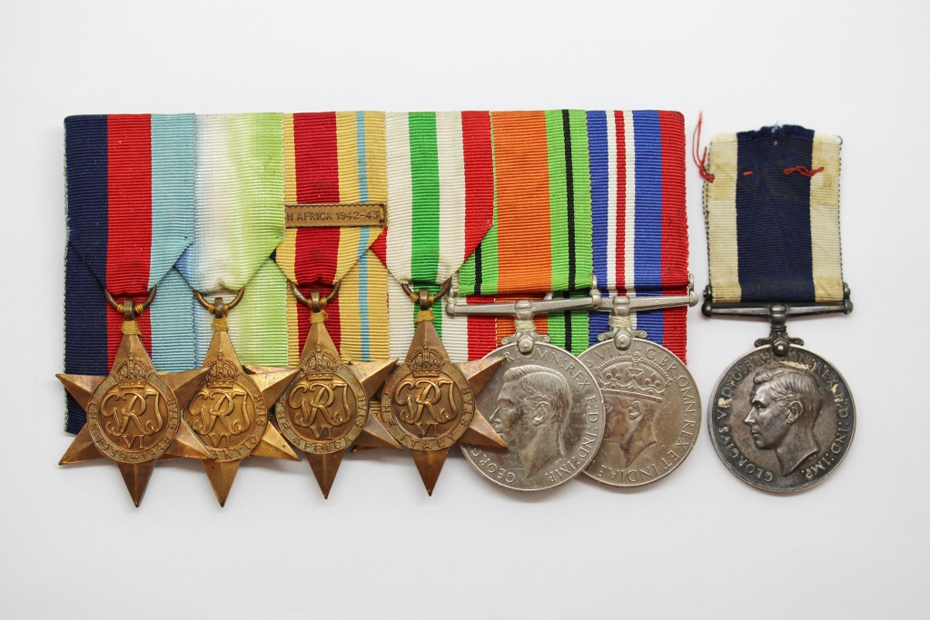WW2 and Naval Long Service & Good Conduct Medal Group of Seven - A.P.O. E.F. Burtenshaw, H.M.S. Cape Town, Royal Navy