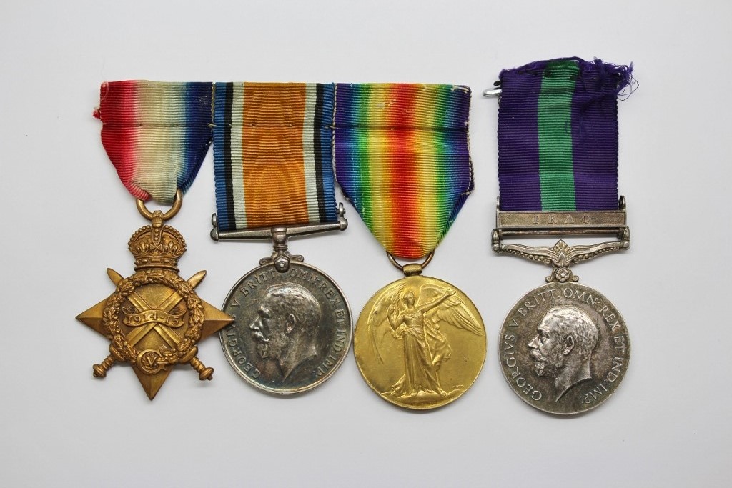 WW1 1914-15 Star Trio and General Service Medal (Clasp - Iraq) - Pte. H.T. Pittman Gloucestershire Regiment & Rifle Brigade