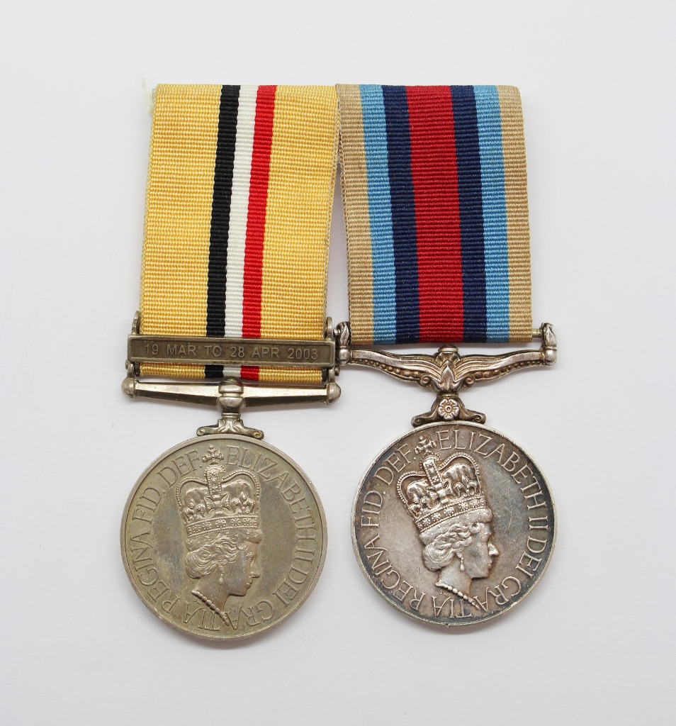 Iraq Medal (Clasp - 19 Mar to 28 Apr 2003) and OSM Afghanistan Medal Pair - MEM2 R.A. Flowers, Royal Navy