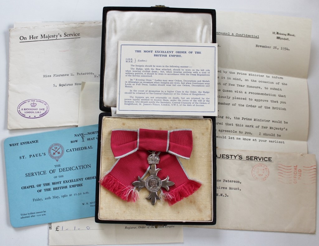 Ladies M.B.E. Civil (2nd Type) - Miss Florence M. Paterson