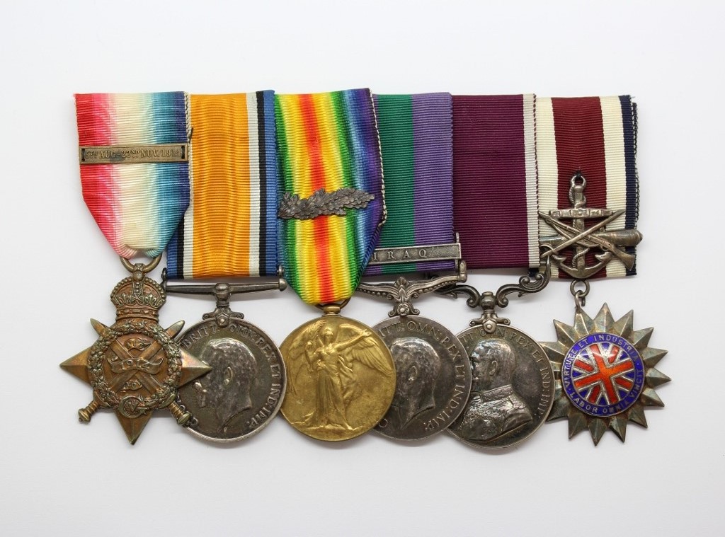 WW1 1914 Mons Star & Bar, British War Medal, Victory Medal (MID), GSM (Clasp - Iraq), LS&GC and Corps of Commissionaires Medal Group of Six - Sgt. E.A. Green, Royal Field Artillery