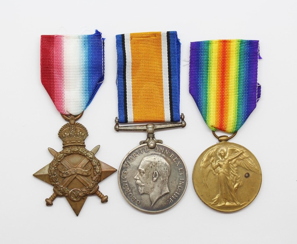 WW1 1914-15 Star Medal Trio - Cpl. J. Evans, King's Shropshire Light Infantry - Wounded