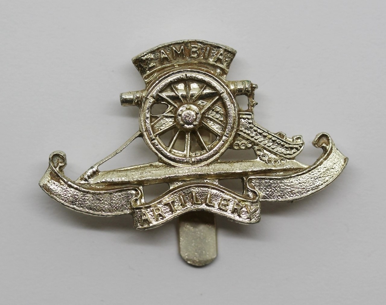 Zambia Artillery Anodised (Staybrite) Beret Badge