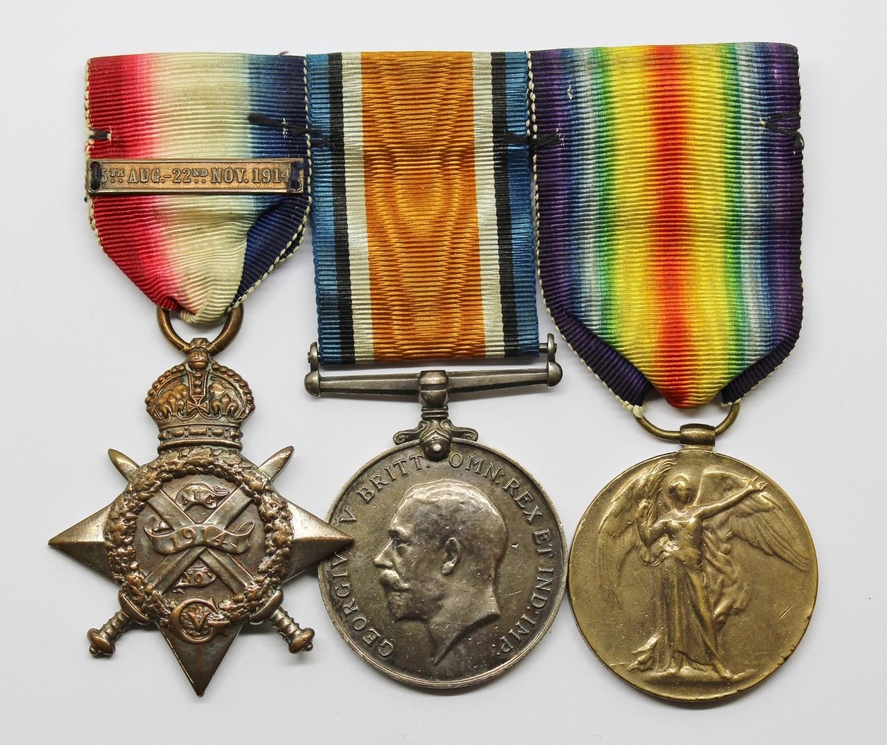 WW1 1914 Mons Star & Bar Medal Trio - Dvr. C.H. Green, Army Service Corps