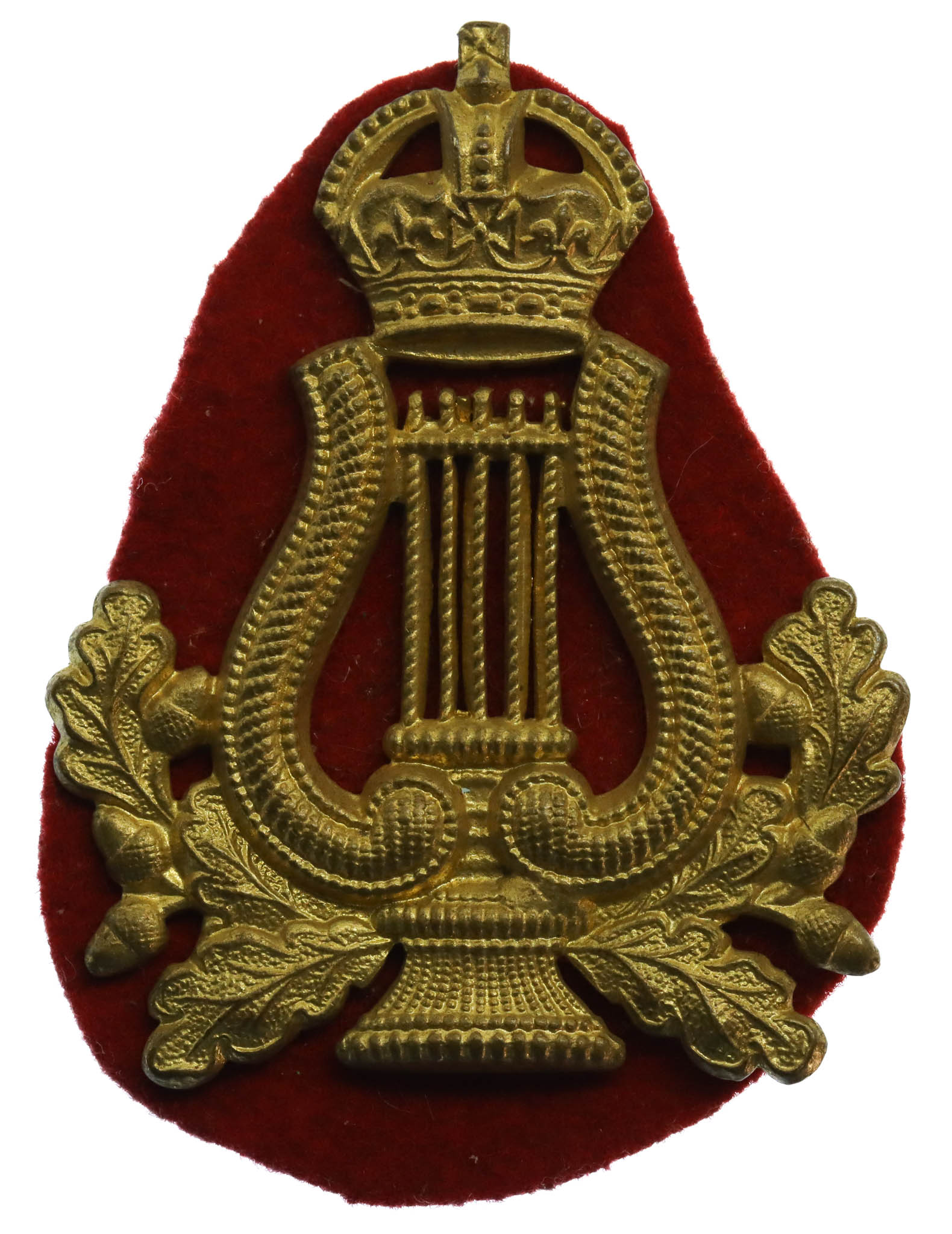British Army Bandmaster's Musician Brass Arm Badge - King's Crown