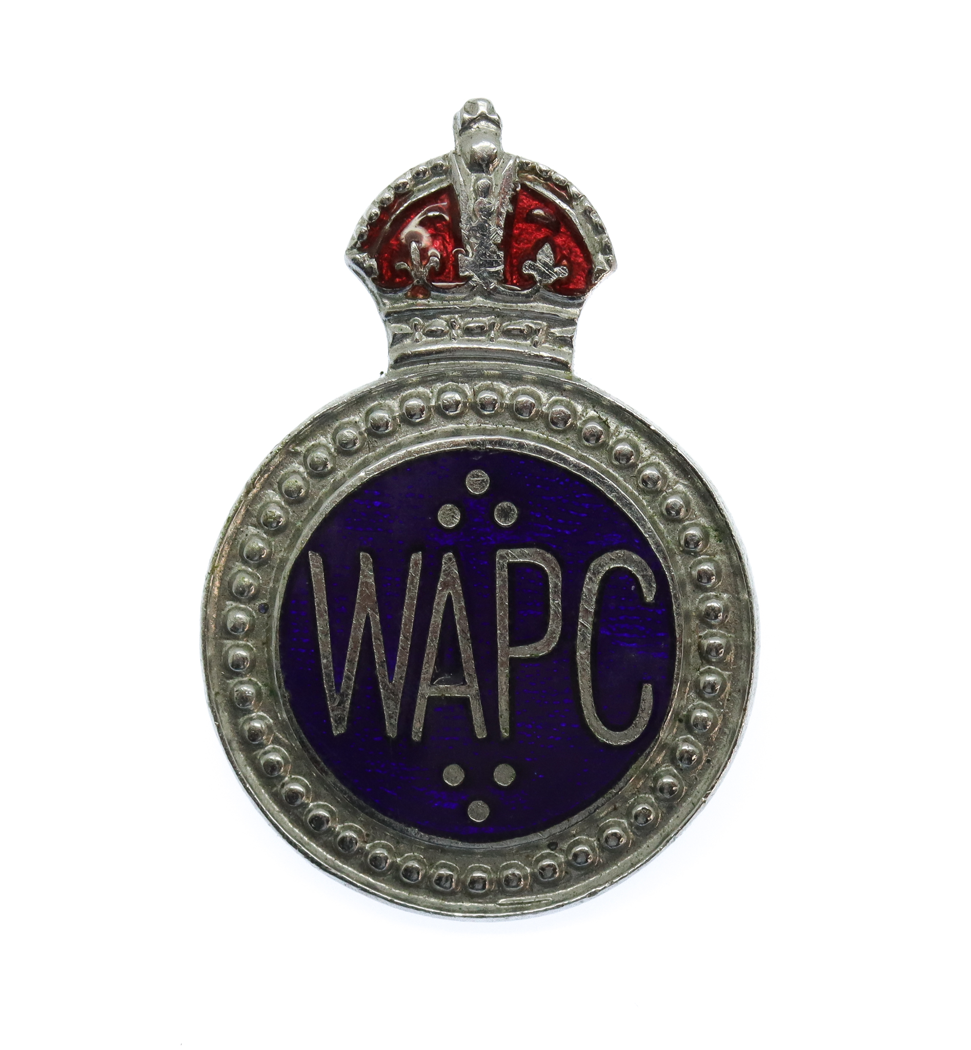 Women's Auxiliary Police Corps (W.A.P.C.) Enamelled Lapel Badge - King's Crown
