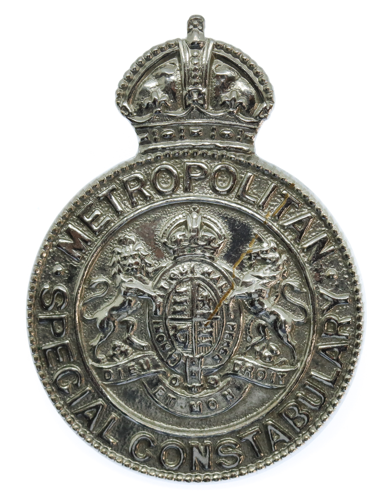 Metropolitan Special Constabulary Chrome Cap Badge - King's Crown