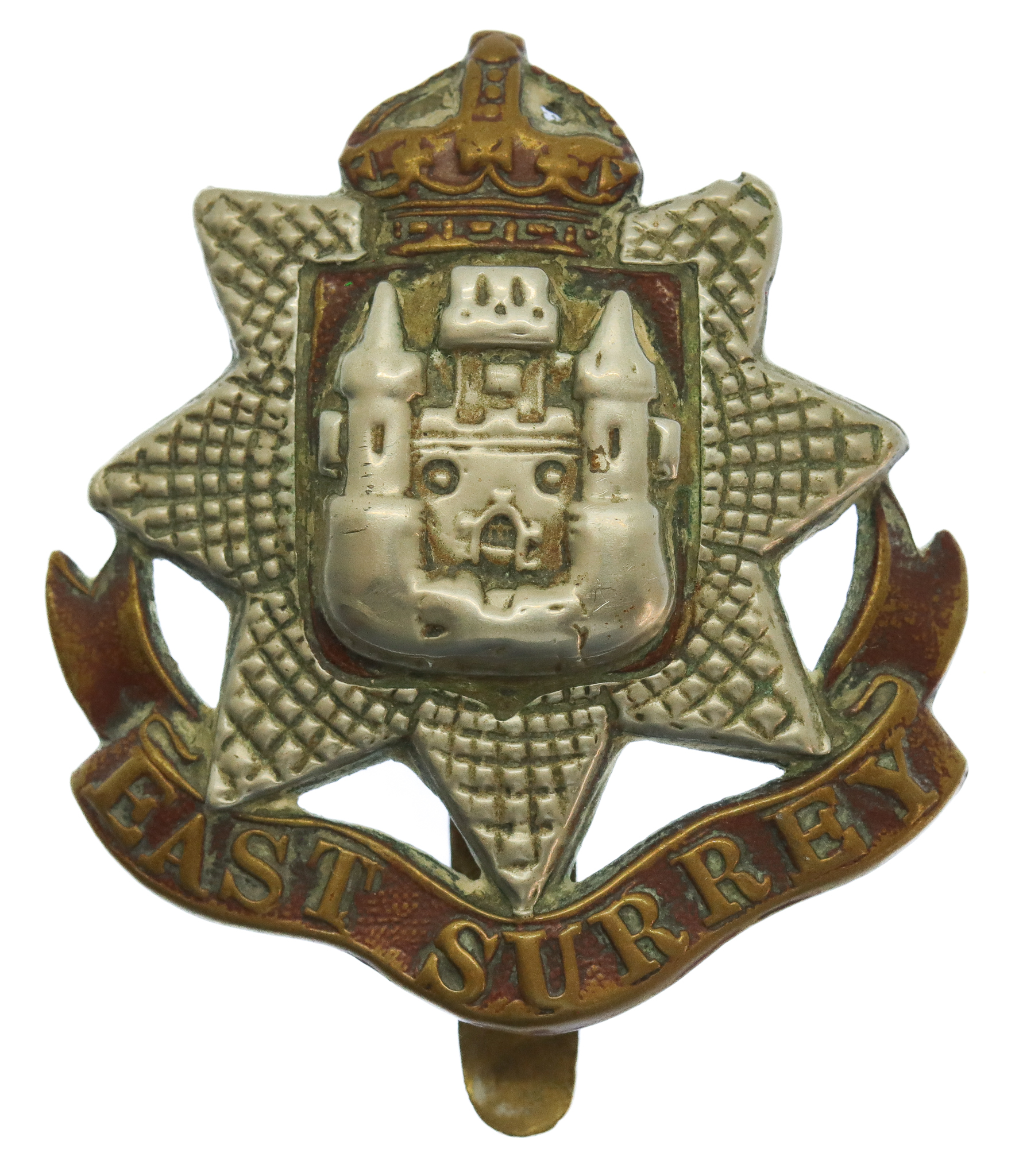 East Surrey Regiment Cap Badge - King's Crown