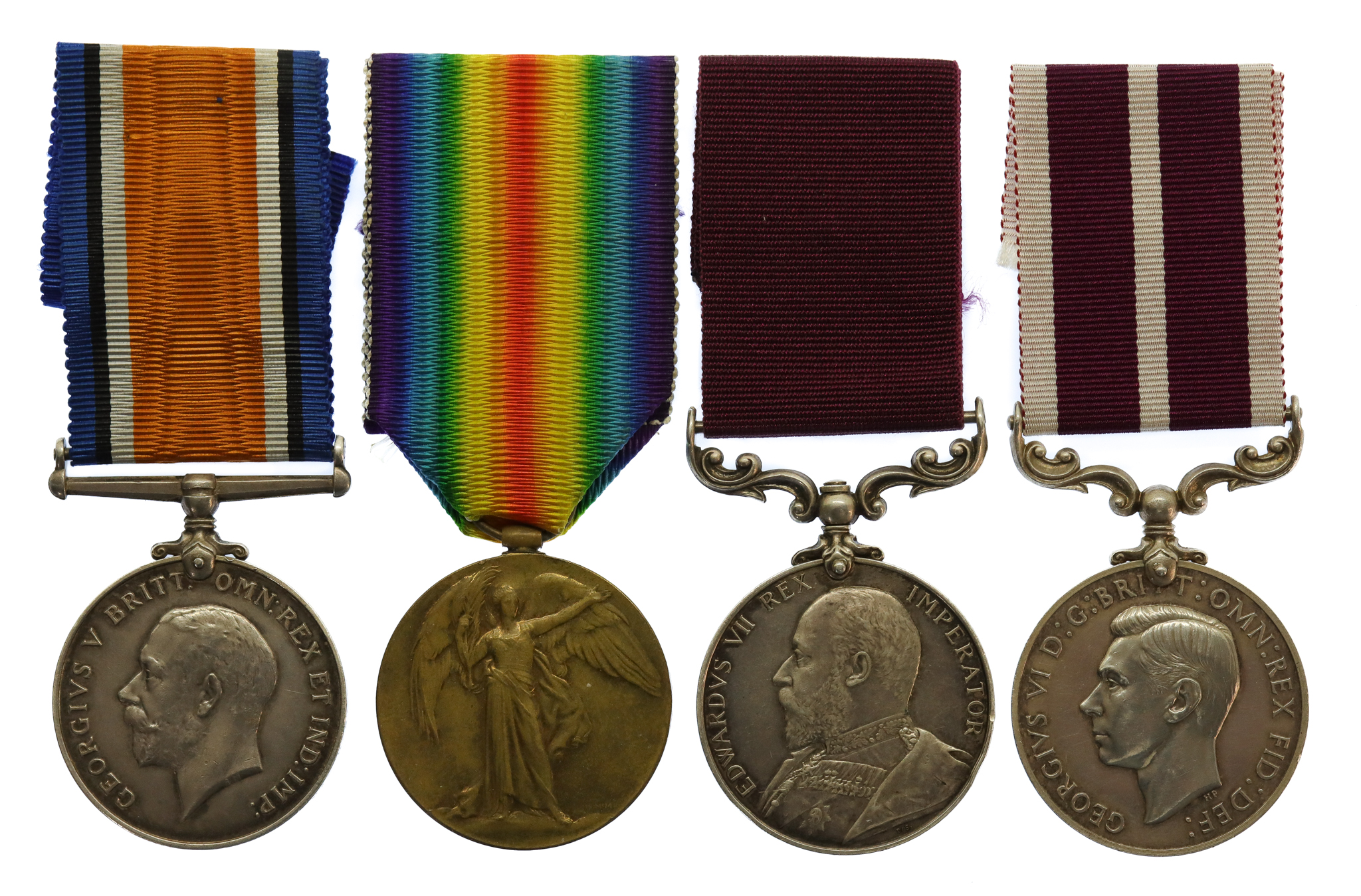 WW1 British War Medal, Victory Medal, Ed VII LS&GC and Geo VI Meritorious Service Medal Group of Four - Sjt. J.A. Pulford, Royal Artillery