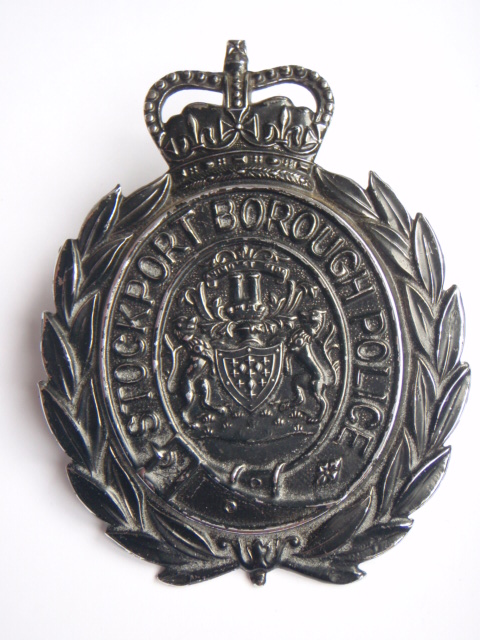 Stockport Borough Police Night Helmet Plate - Queen's Crown