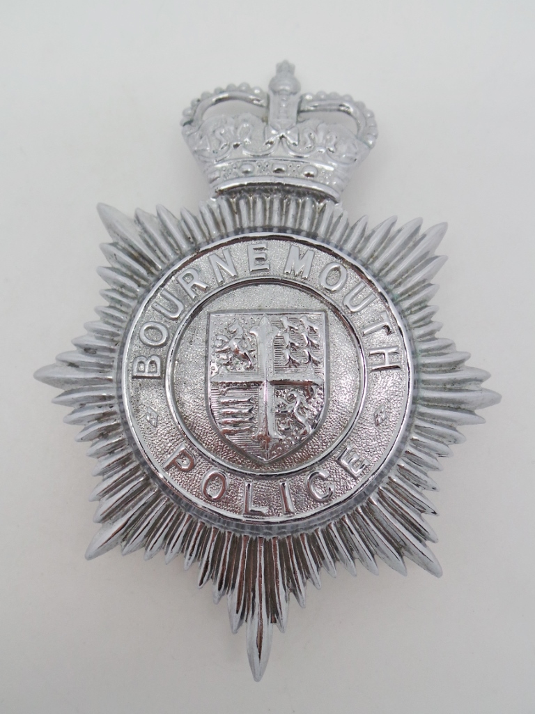 Bournemouth Borough Police Helmet Plate - Queen's Crown