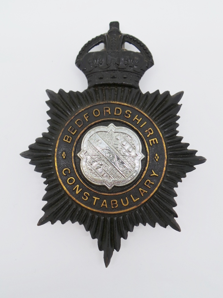 Bedfordshire Constabulary Night Helmet Plate - King's Crown