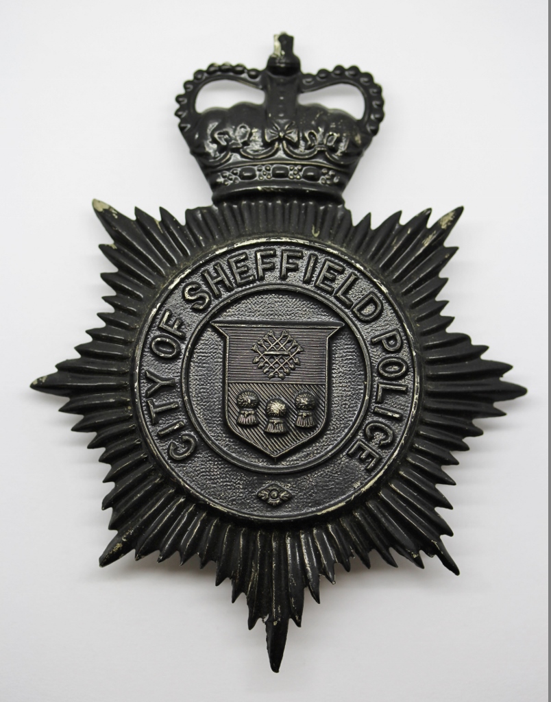City of Sheffield Police Blackened Helmet Plate - Queen's Crown
