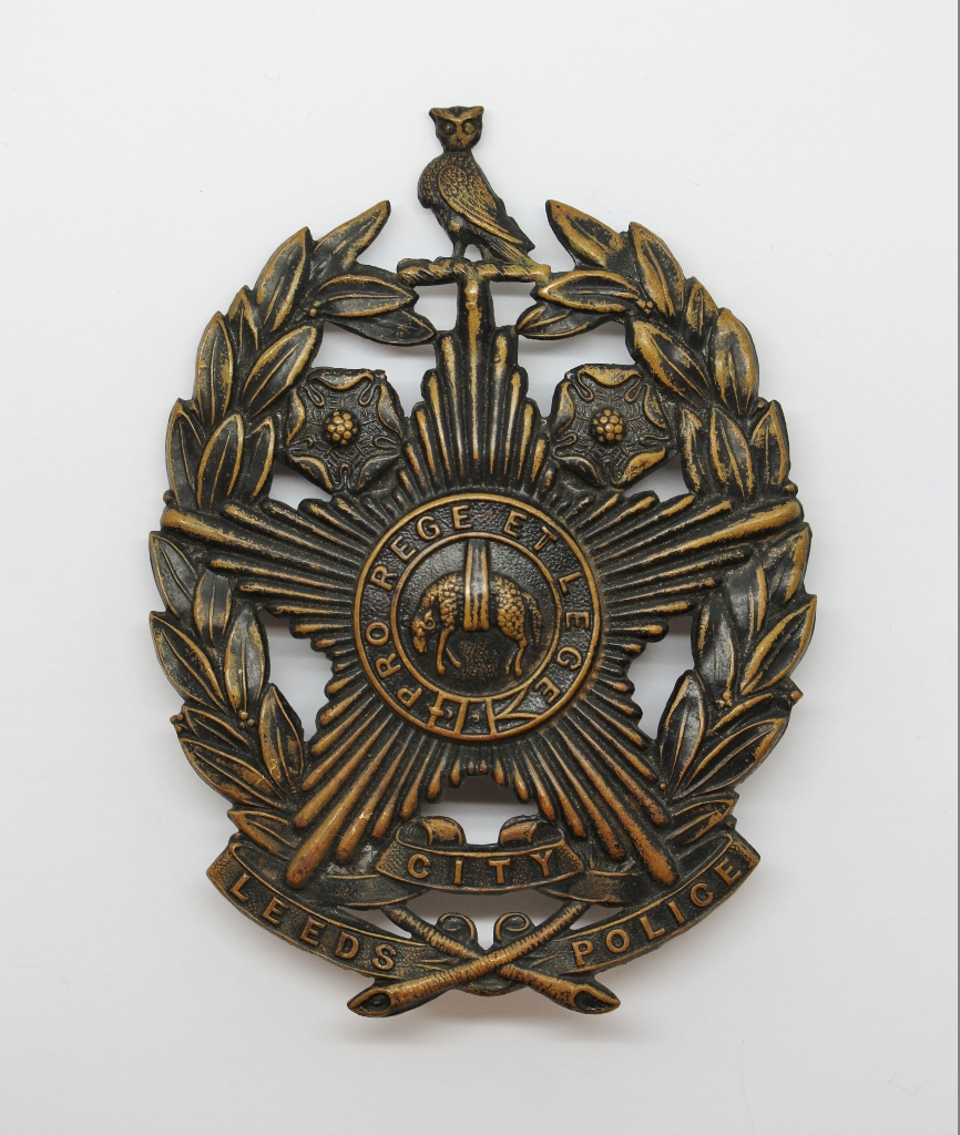 Leeds City Police Blackened Brass Helmet Plate