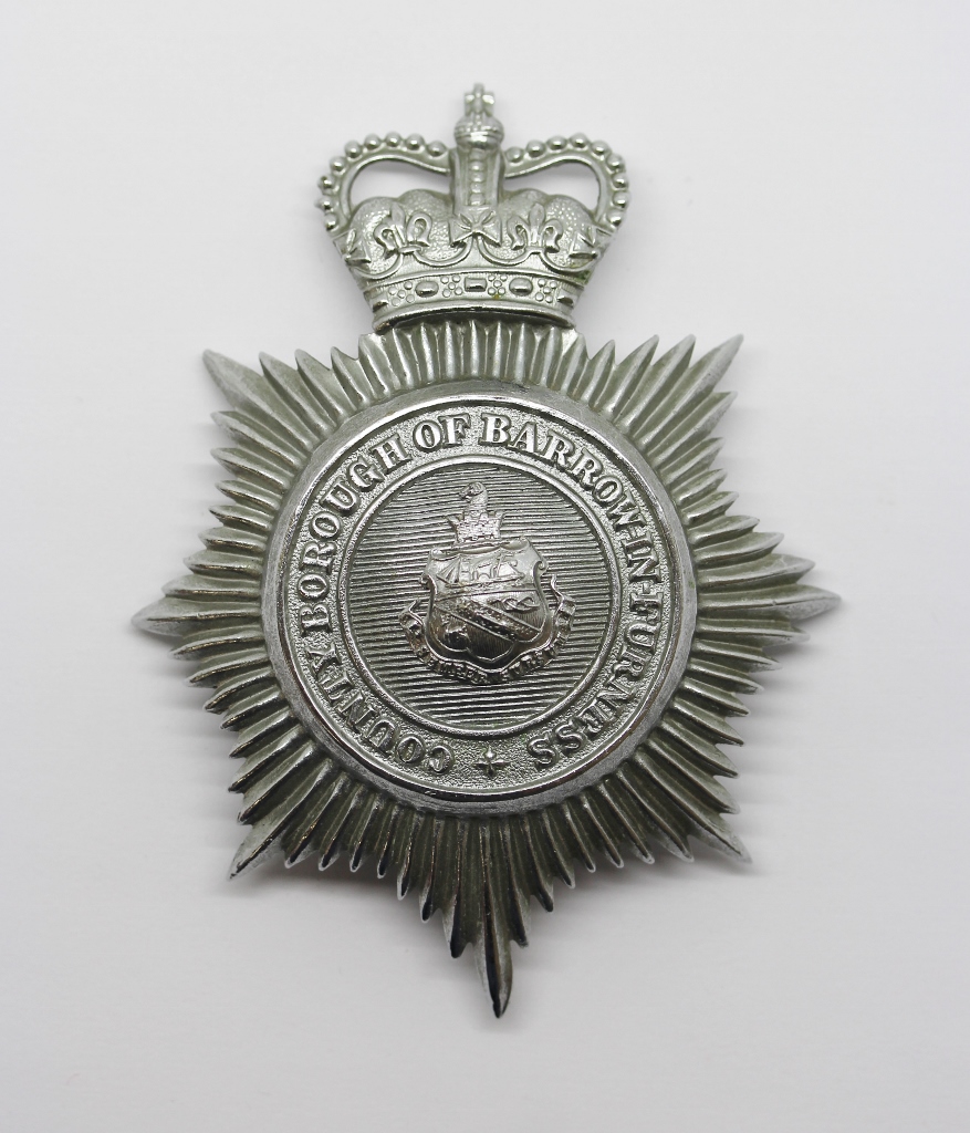 County Borough of Barrow-in-Furness Police Helmet Plate - Queen's Crown