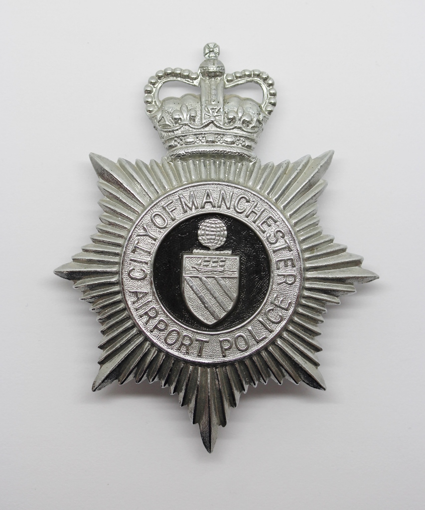 City of Manchester Airport Police Helmet Plate - Queen's Crown
