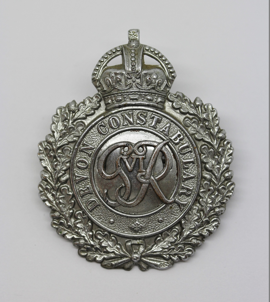 George VI Devon Constabulary Wreath Helmet Plate
