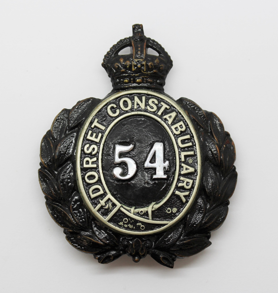 Dorset Constabulary Wreath Helmet Plate - King's Crown