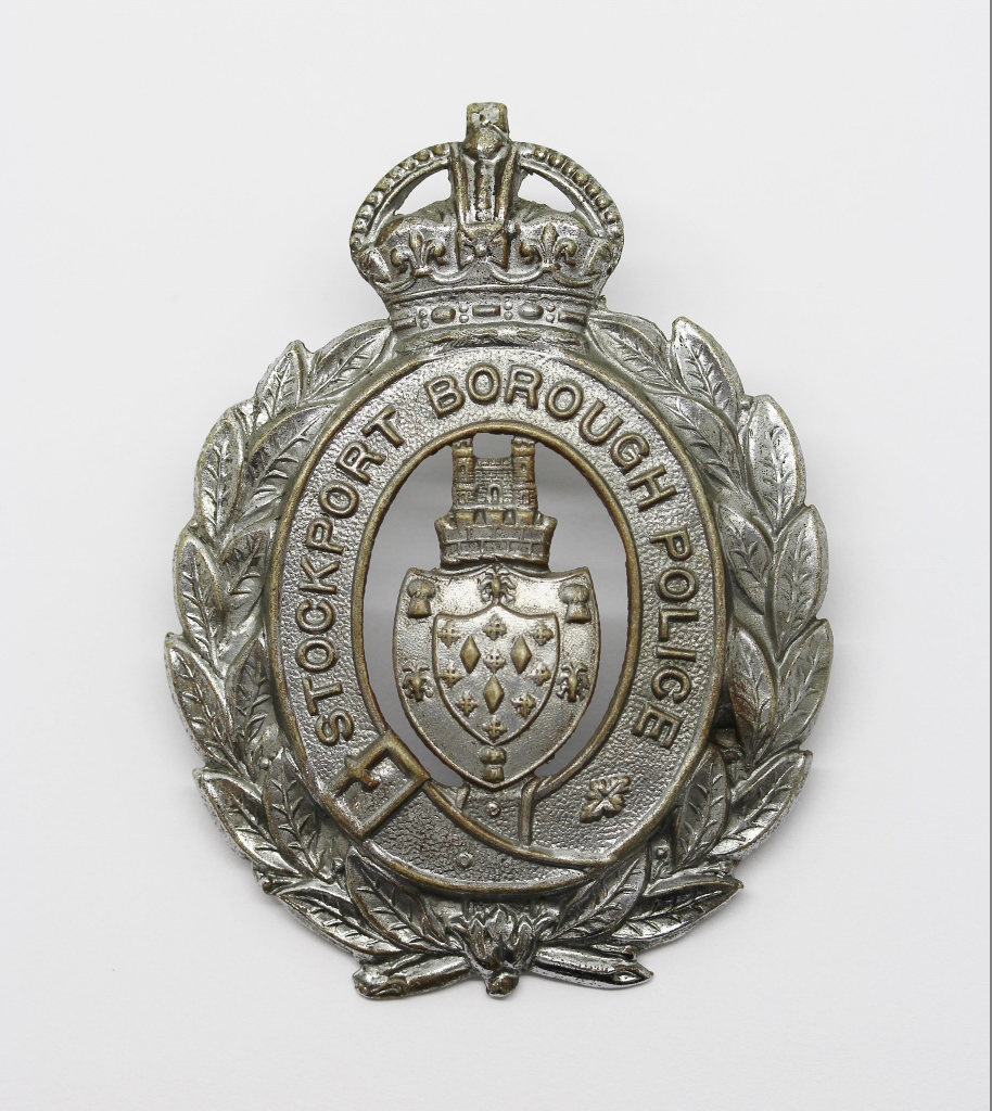 Stockport Borough Police Wreath Helmet Plate - King's Crown