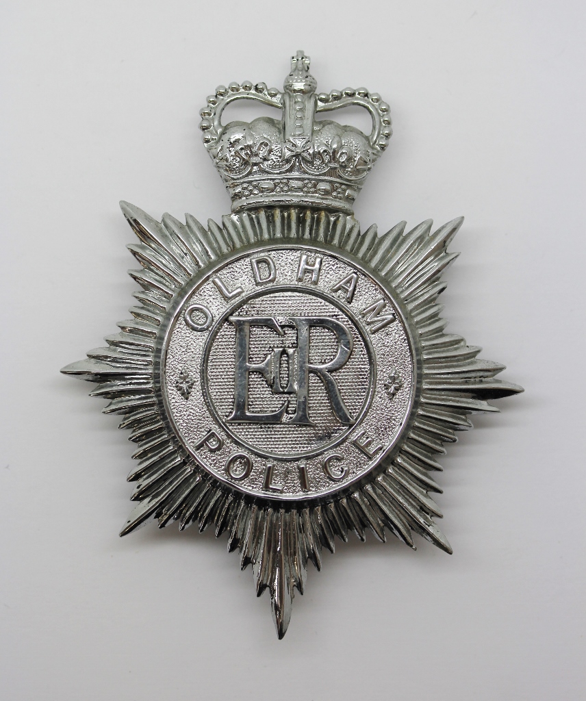 Oldham Borough Police Helmet Plate - Queen's Crown