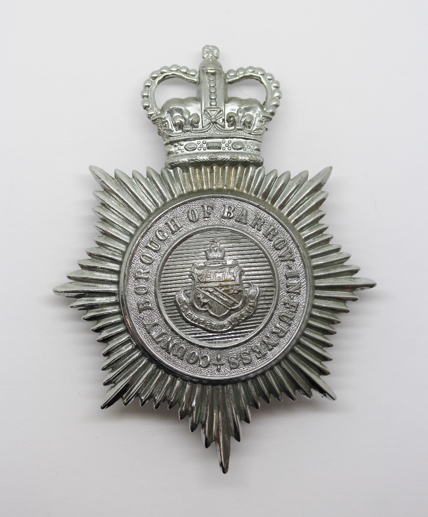 Barrow-in-Furness County Borough Police Helmet Plate - Queen's Crown