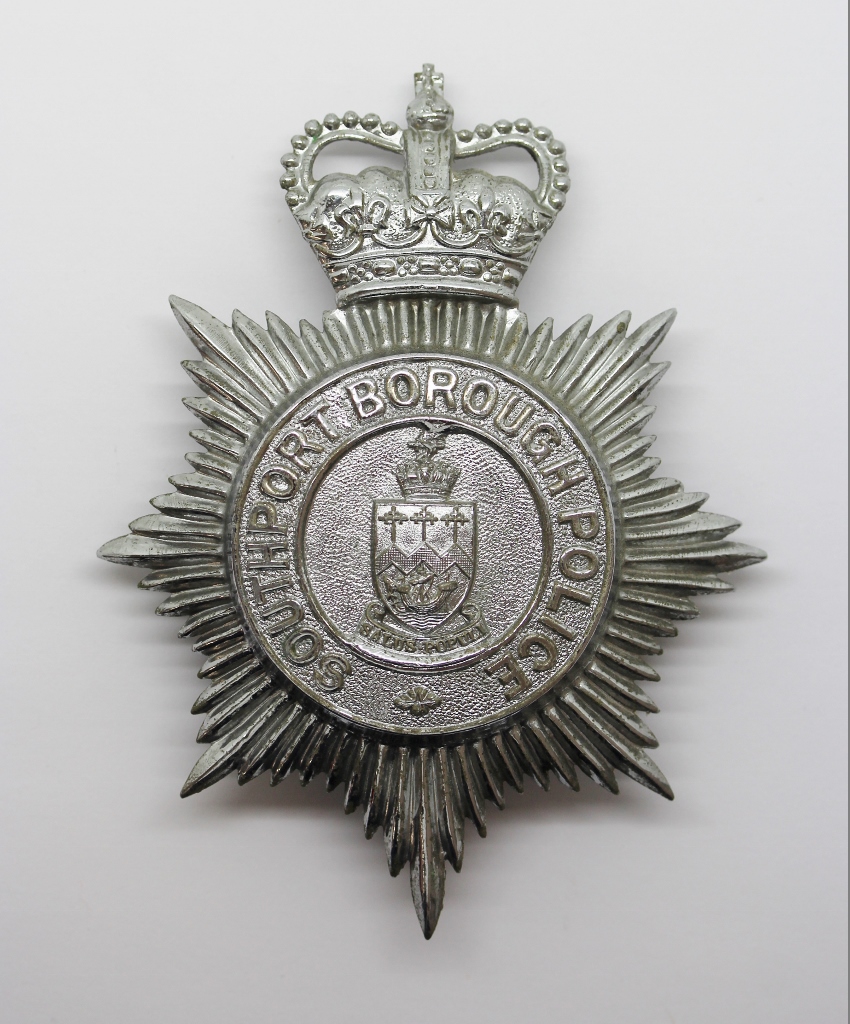 Southport Borough Police Helmet Plate - Queen's Crown