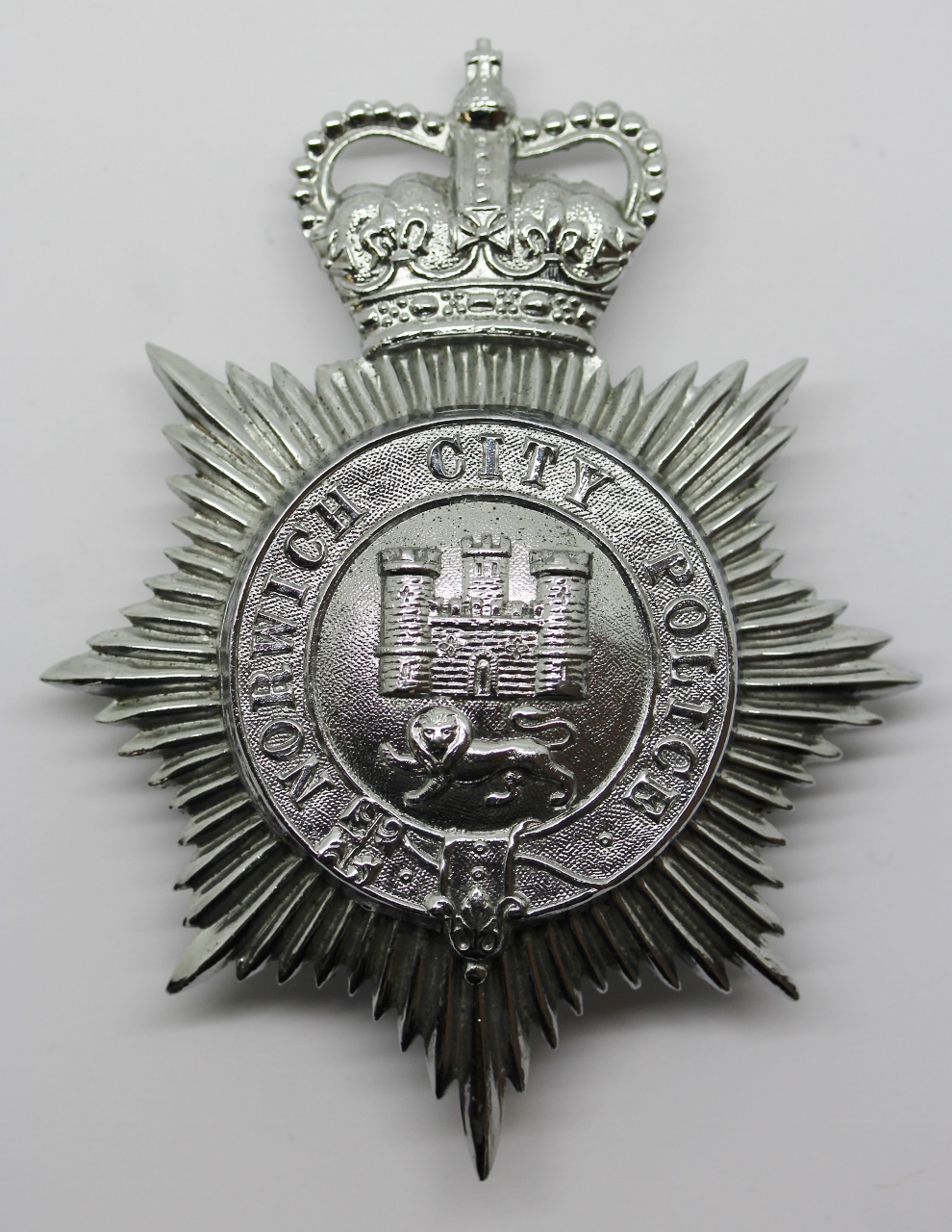 Norwich City Police Helmet Plate - Queen's Crown